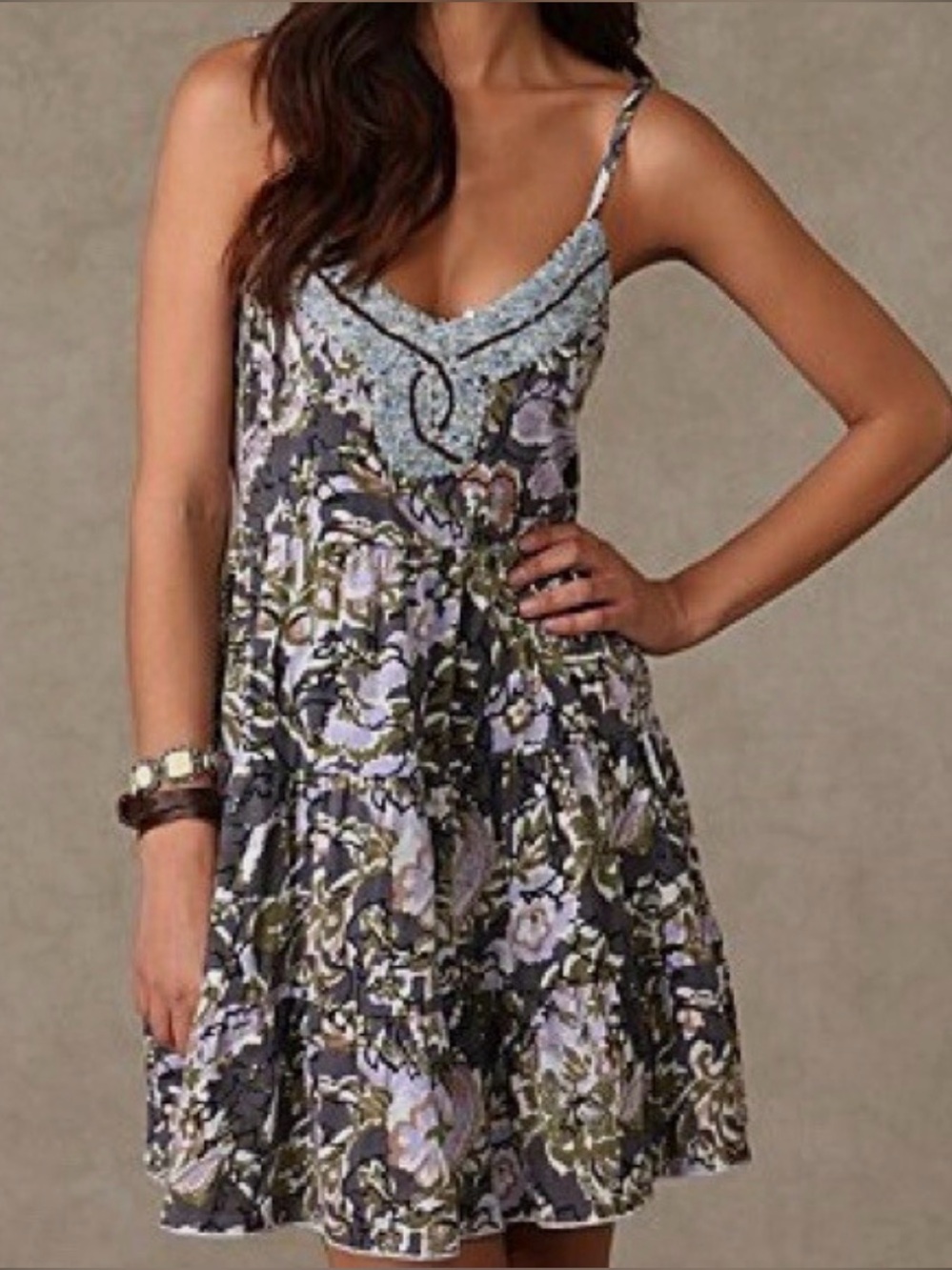 Free People Western Royalty Beaded Tank Dress Women Size L